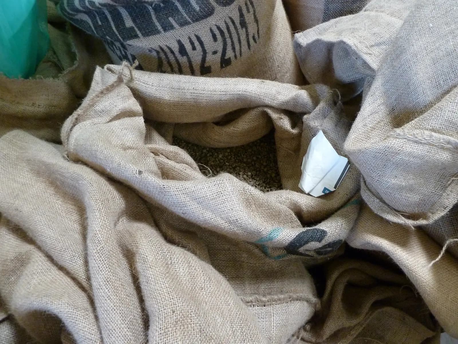 Green coffee in burlap, before anything has happened to it