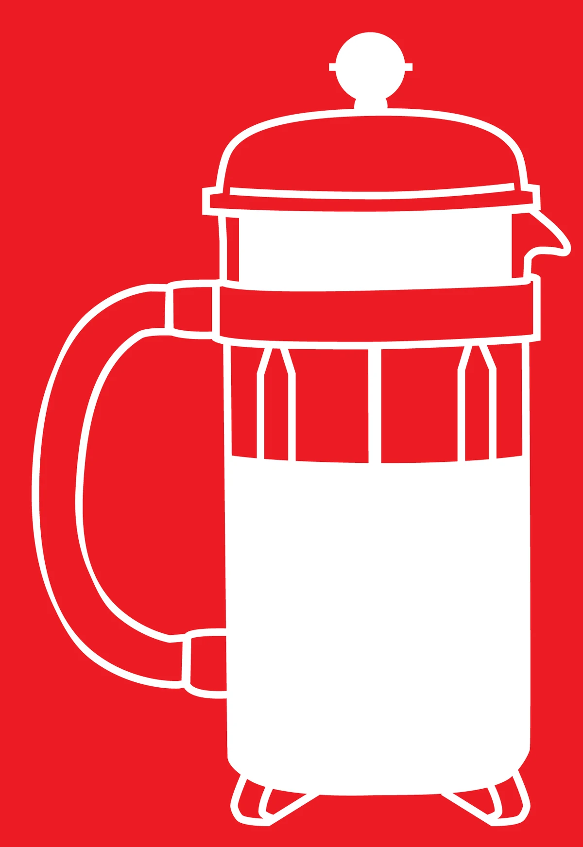 A French press, drawn as a line diagram